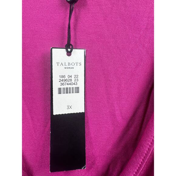 Talbots Faux Wrap Top Hot Pink Sz 3X V-Neck Short Sleeve - Picture 3 of 5
